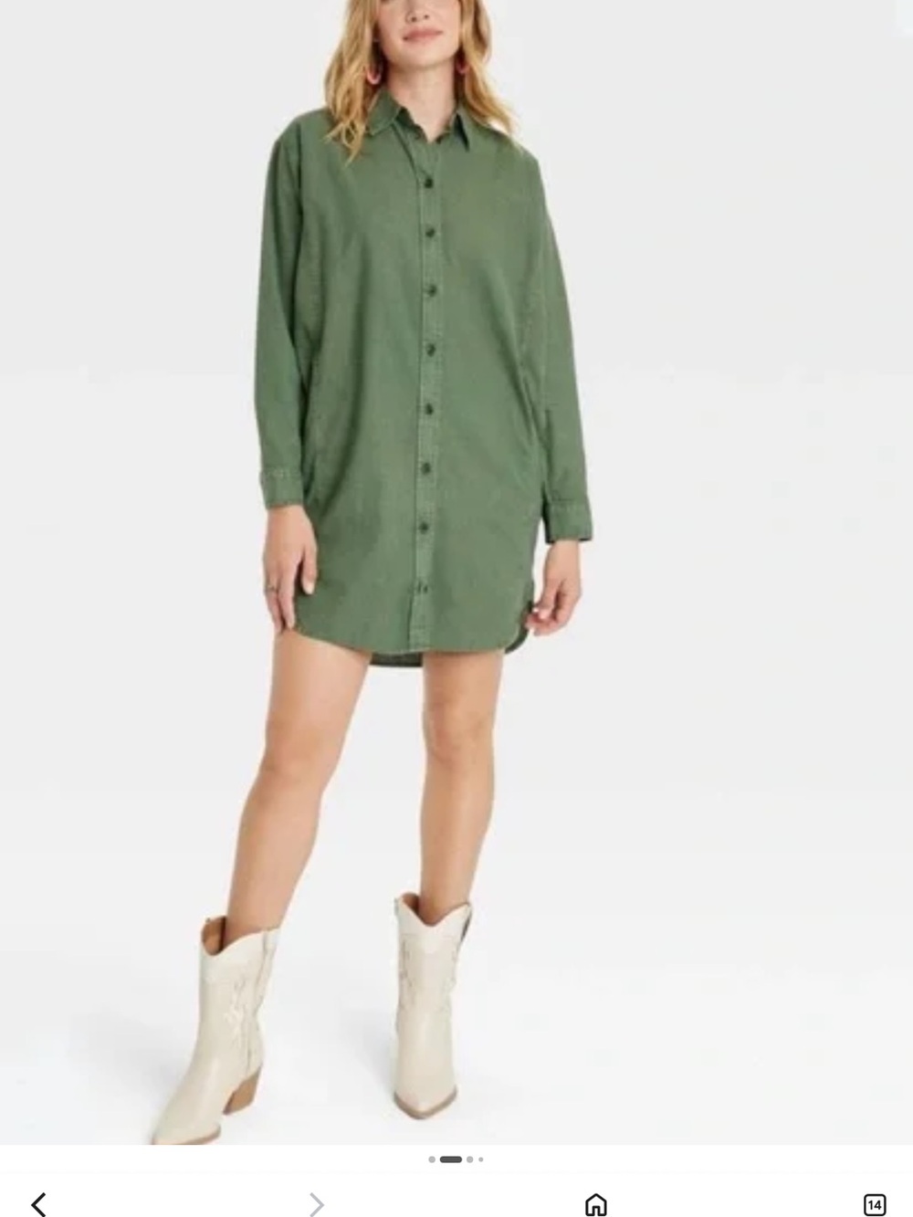Universal Thread Green Button-Front Shirt Dress cotton pockets NWOT XL summer